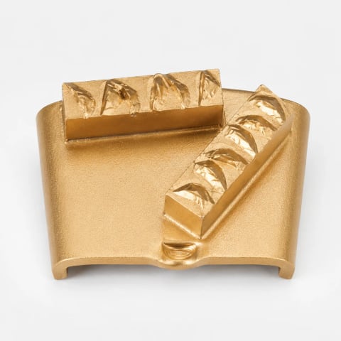Gold-finish Split-PCD Redi Lock floor grinding shoe
