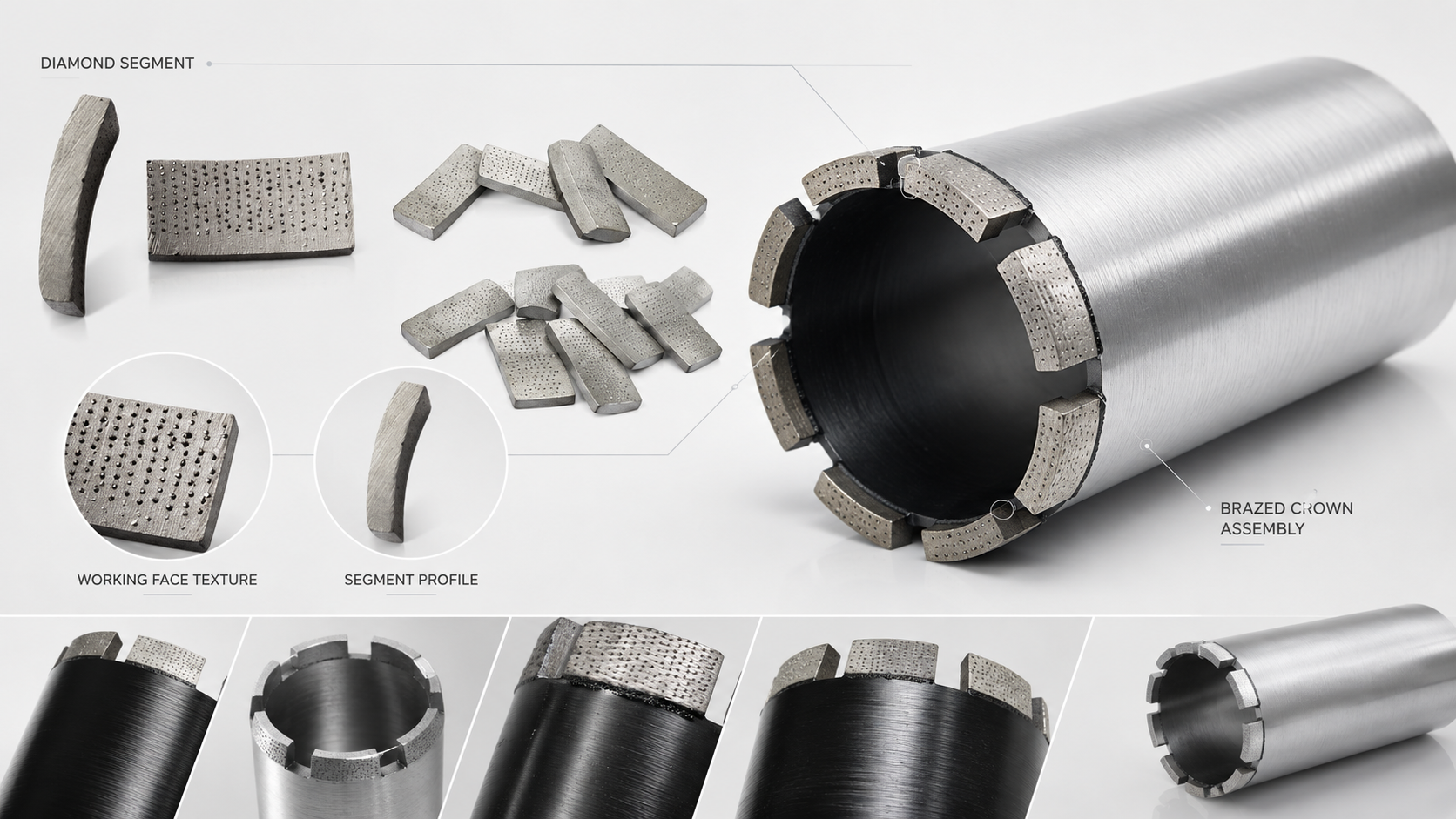 Galerie technique de segments diamantés et couronnes terminées