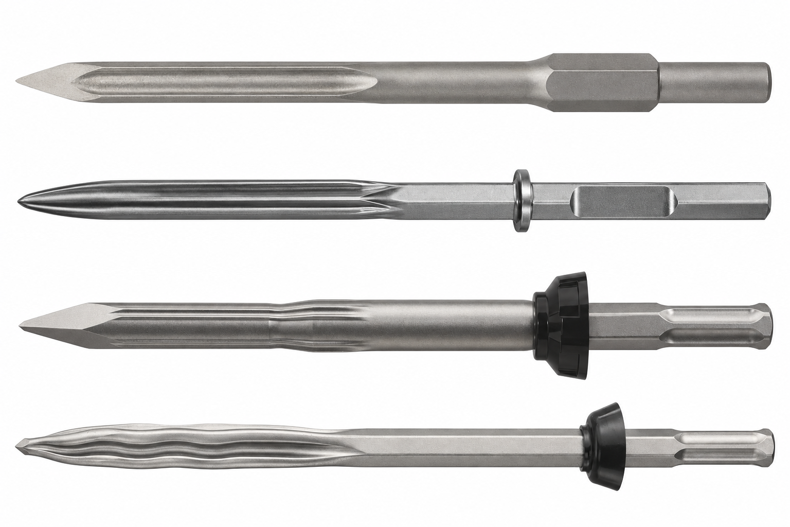 Four professional pointed-chisel working-end designs
