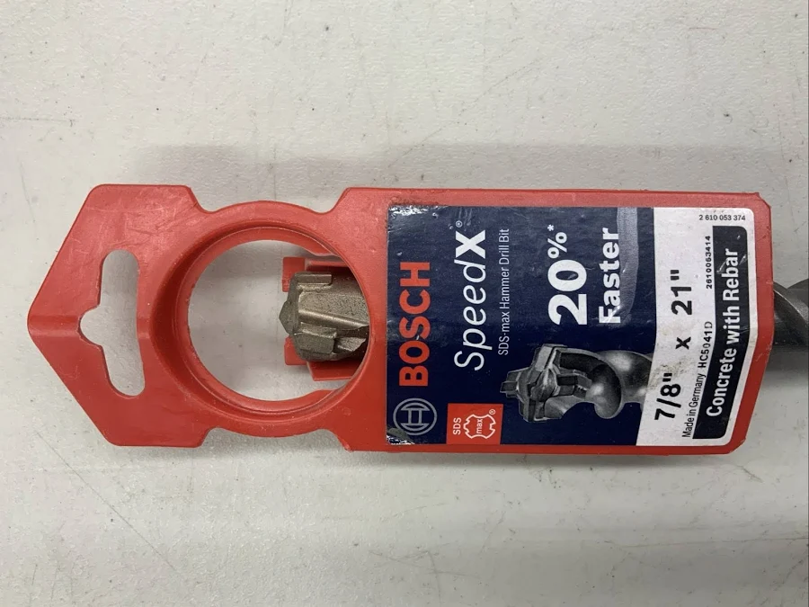 Original SpeedX label: 7/8 in × 21 in. Bosch lists HC5041 with a 16 in working length.