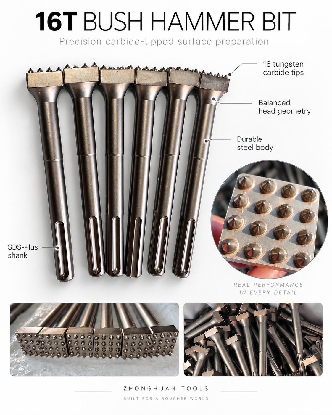 Bujardas de 16 puntas con pines de carburo — Bujarda 16T — vista general del producto