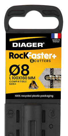 Original Ø8 packaging: six cutting edges, with 100 mm working and 160 mm overall length shown.