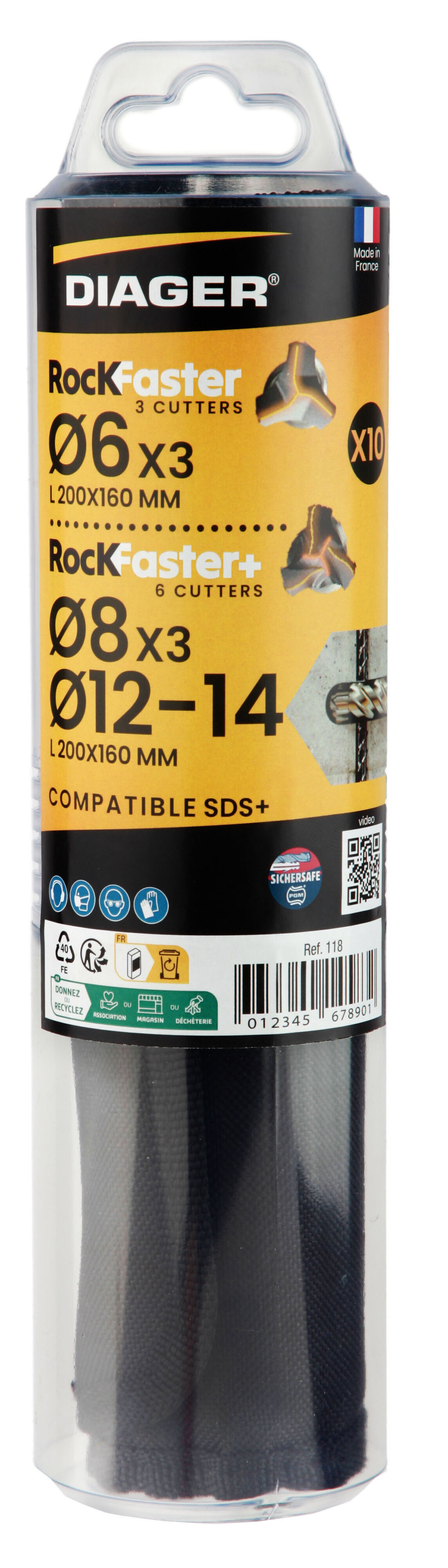 Original mixed-diameter pack: the label distinguishes three-edge and six-edge sizes.