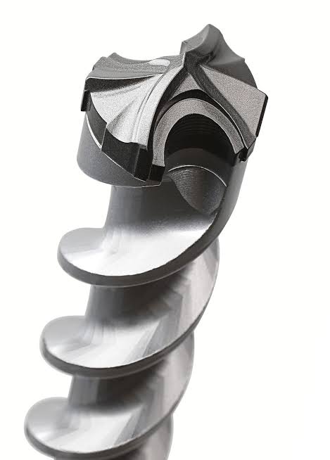 Side view of the carbide head and the open path into the flutes.
