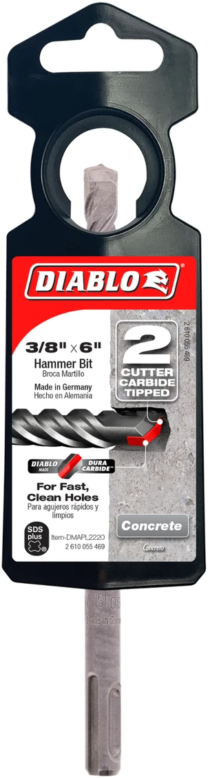 Envase Diablo DMAPL2220 marcado 3/8 pulgada por 6 pulgadas, dos filos con plaquita de carburo y Made in Germany