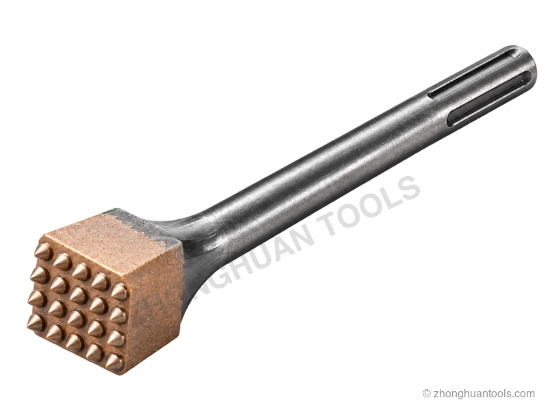 Stockhammer-Kopf mit Hartmetallstiften, Vollstiftkonstruktion